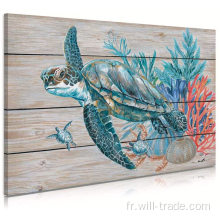 Décor mural de salle de bain de tortue de mer